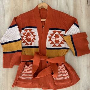 Vintage Southwestern belted cardigan